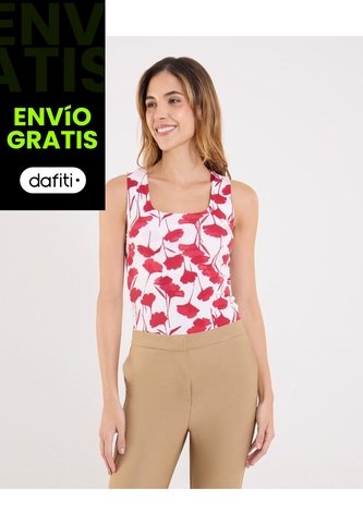 Top Para Mujer Hombro Ancho Color Vino Marca Ostu #40220456 Ostu