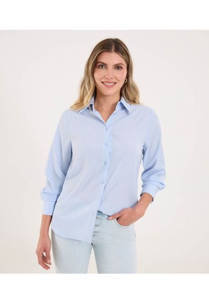 Camisa Para Mujer Manga Larga Color Celeste Marca Ostu #40010318