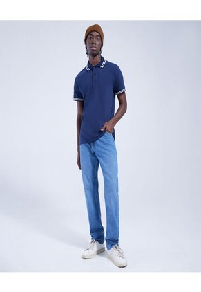 Polo Para Hombre Cuello Tejido Sin Bolsillo Color Azul  Marca Ostu #60110533