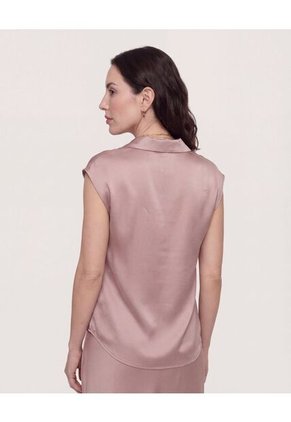 Camisa Satinada Sin Mangas  Para Mujer Café Ostu