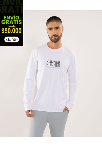 Camiseta Para Hombre Manga Larga Cuello Redondo Color Blanco Marca Ostu #60091733 Ostu