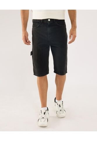 Bermuda Para Hombre Regular Largo Color Negro Marca Ostu #60100483 Ostu