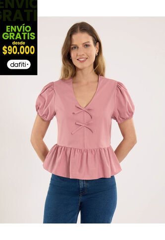 Blusa Para Mujer Manga Corta Color Rosado Marca Ostu #40121198 Ostu