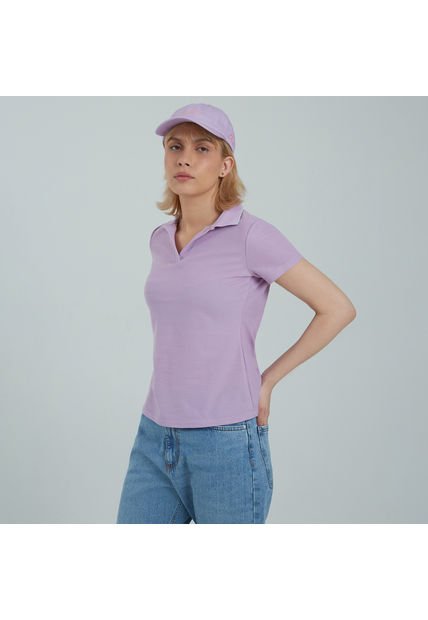 Polo Para Mujer Manga Corta Color Morado Marca Ostu #40110146