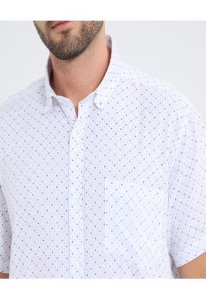 Camisa Para Hombre Manga Corta Con Bolsillo Cuello Button D Color Blanco Marca Ostu #60010809
