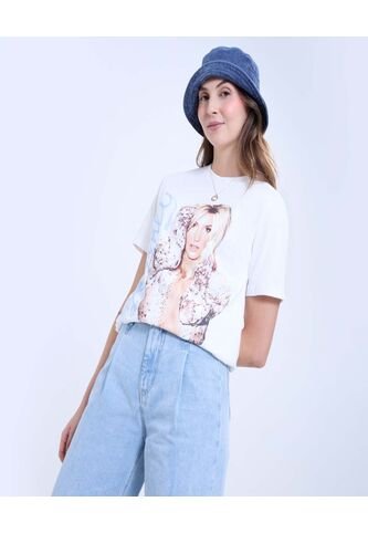 Camiseta Para Mujer Manga Corta Cuello Redondo Color Crema Marca Ostu #40092355 Ostu