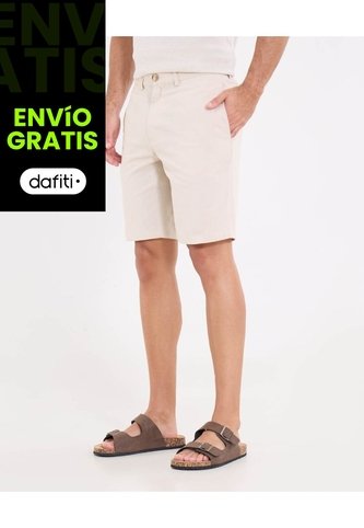 Bermuda  Para Hombre Regular Corto Color Beige Marca Ostu #60100486 Ostu