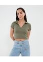 Polo Para Mujer Manga Corta Color Verde Marca Ostu #40110177 de Ostu
