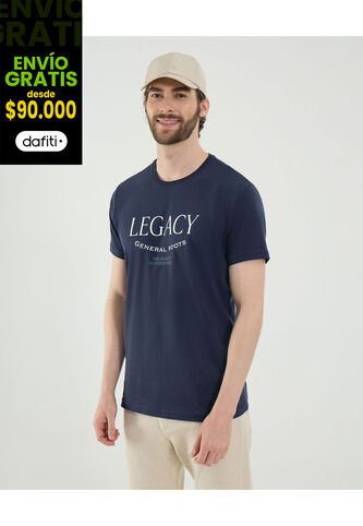 Camiseta Para Hombre Manga Corta Cuello Redondo Color Azul Marca Ostu #60091706 Ostu