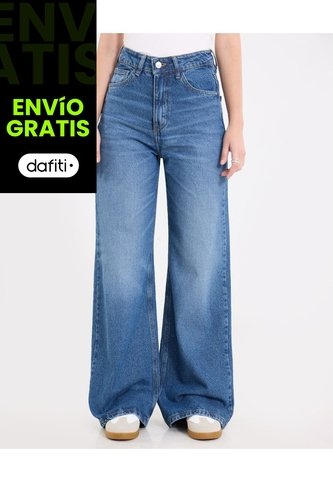 Jean  Para Mujer Wide-Leg Color Azul Marca Ostu #40160617 Ostu