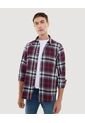 Camisa Para Hombre Manga Larga Sin Bolsillo Cuello Casual M Color Vino Marca Ostu #60010814 de Ostu