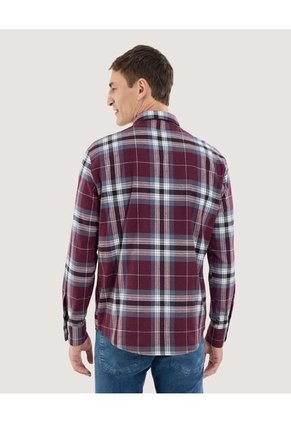 Camisa Para Hombre Manga Larga Sin Bolsillo Cuello Casual M Color Vino Marca Ostu #60010814