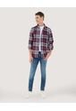 Camisa Para Hombre Manga Larga Sin Bolsillo Cuello Casual M Color Vino Marca Ostu #60010814 de Ostu