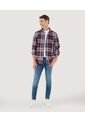 Camisa Para Hombre Manga Larga Sin Bolsillo Cuello Casual M Color Vino Marca Ostu #60010814 de Ostu