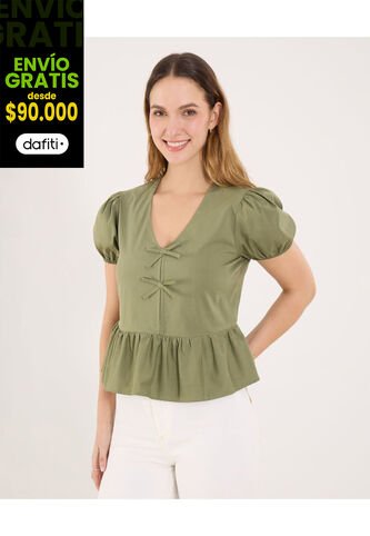 Blusa Para Mujer Manga Corta Color Verde Marca Ostu #40121199 Ostu