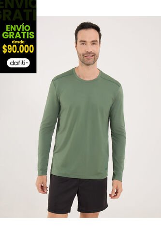 Camiseta Para Hombre Manga Larga Cuello Redondo Color Verde Marca Ostu #60091732 Ostu