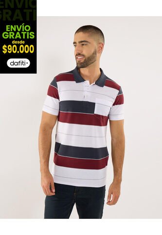 Polo Para Hombre Cuello Tejido Con Bolsillo Color Blanco Marca Ostu #60110802 Ostu