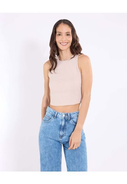 Camiseta  Para Mujer Crop Top Color Beige Marca Ostu #40092873