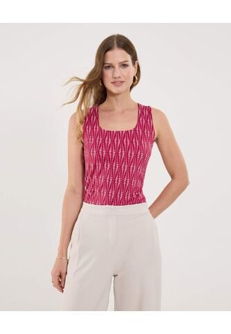 Top Para Mujer Hombro Ancho Color Vino Marca Ostu #40220429 Ostu