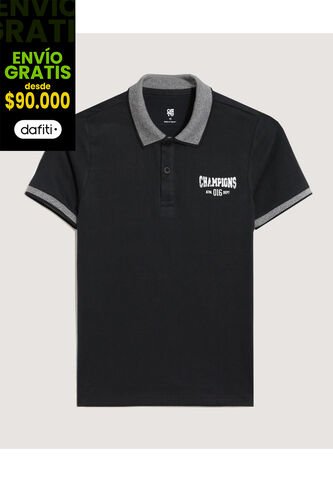 Polo Infantil Niño Manga Corta Color Negro Marca Ostu #80110112 Ostu