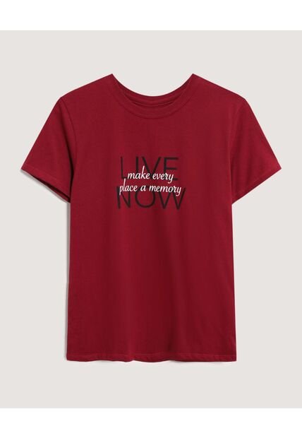 Camiseta  Para Mujer Manga Corta Cuello Redondo Color Vino Marca Ostu #40092845