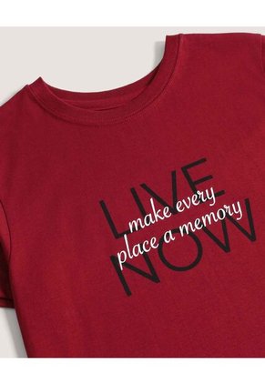 Camiseta  Para Mujer Manga Corta Cuello Redondo Color Vino Marca Ostu #40092845