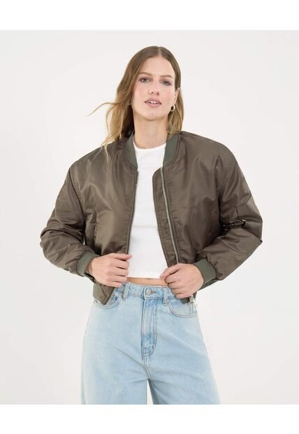Chaqueta Para Mujer Bomber Color Verde  Marca Ostu #40080217