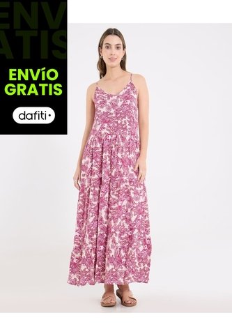 Vestido  Para Mujer M/Sisa Largo Color Rosado Marca Ostu #40170338 Ostu