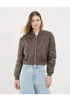 Chaqueta Para Mujer Bomber Color Verde  Marca Ostu #40080217