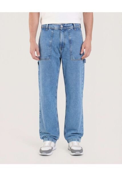 Jean  Para Hombre Straight Color Azul Marca Ostu #60160461