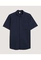 Camisa Para Hombre Manga Corta Con Bolsillo Cuello Casual M Color Azul Marca Ostu #60010810 de Ostu