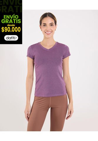 Camiseta Para Mujer Manga Corta Cuello V Color Vino Marca Ostu #40092656 Ostu