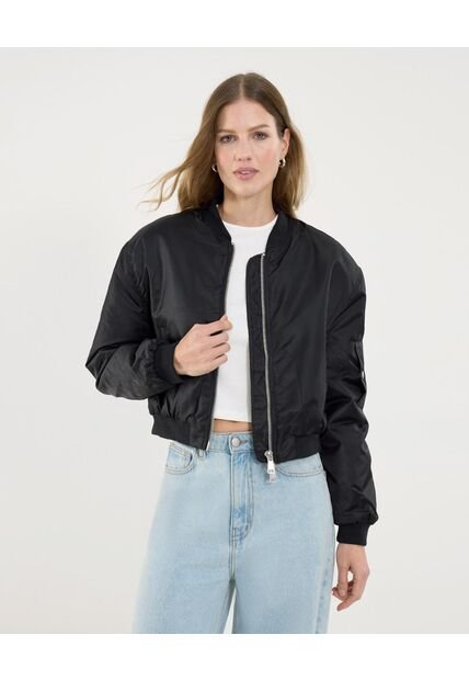 Chaqueta Para Mujer Bomber Color Negro Marca Ostu #40080217
