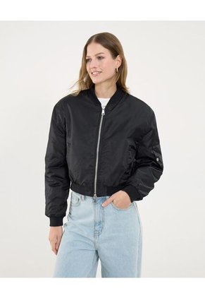 Chaqueta Para Mujer Bomber Color Negro Marca Ostu #40080217