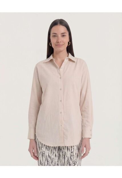 Camisa  Para Mujer Manga Larga Color Beige Marca Ostu #40010362