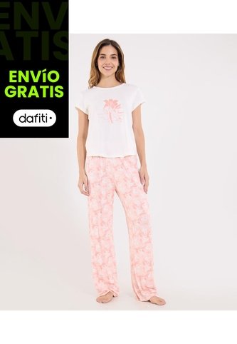Pijama Para Mujer M/C P/L Color Coral Marca Ostu #40040421 Ostu