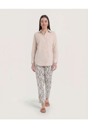 Camisa  Para Mujer Manga Larga Color Beige Marca Ostu #40010362