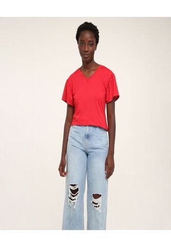 Camiseta Para Mujer Manga Corta Color Rojo Marca Ostu #40091554 Ostu