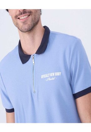 Polo Para Hombre Cuello Tejido Sin Bolsillo Color Azul  Marca Ostu #60110754