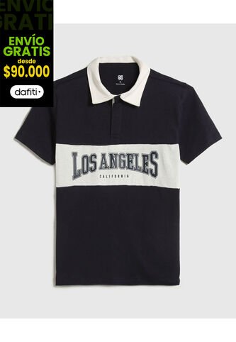 Polo Infantil Niño Manga Corta Color Azul Marca Ostu #80110110 Ostu