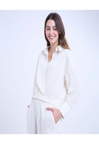 Camisa Para Mujer Manga Larga Color Marfil Marca Ostu #40010285 Ostu