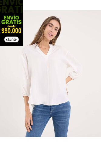 Camisa Para Mujer Manga 3/4 Color Crema Marca Ostu #40010339 Ostu