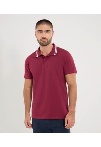 Polo Para Hombre Cuello Tejido Sin Bolsillo Color Vino Marca Ostu #60110837 Ostu
