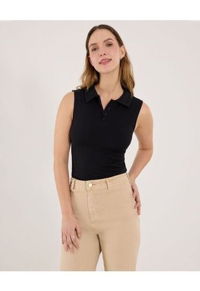 Polo Para Mujer Manga Sisa Color Negro Marca Ostu #40110183