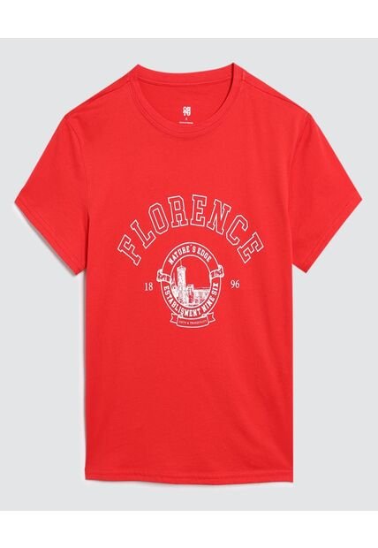 Camiseta Para Mujer Manga Corta Color Rojo Marca Ostu #40092017