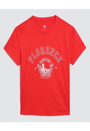 Camiseta Para Mujer Manga Corta Color Rojo Marca Ostu #40092017