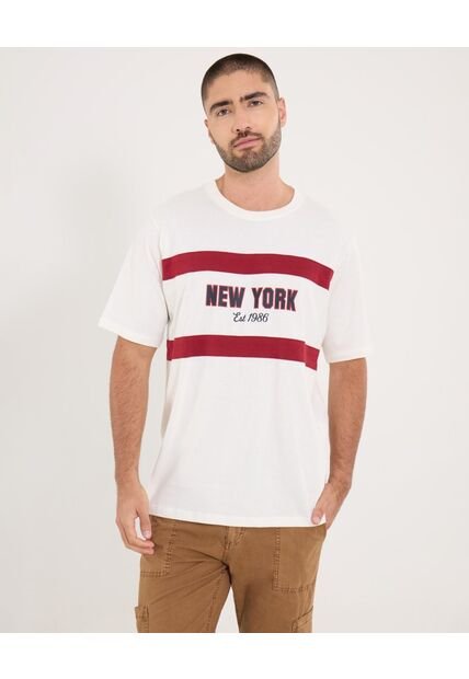 Camiseta  Para Hombre Manga Corta Cuello Redondo Color Crema Marca Ostu #60091835