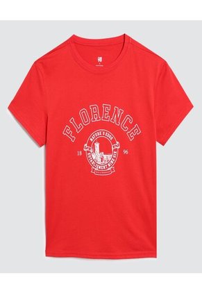 Camiseta Para Mujer Manga Corta Color Rojo Marca Ostu #40092017