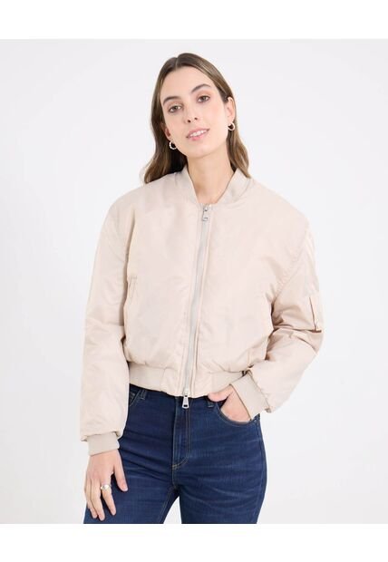 Chaqueta  Para Mujer Bomber Color Beige Marca Ostu #40080217
