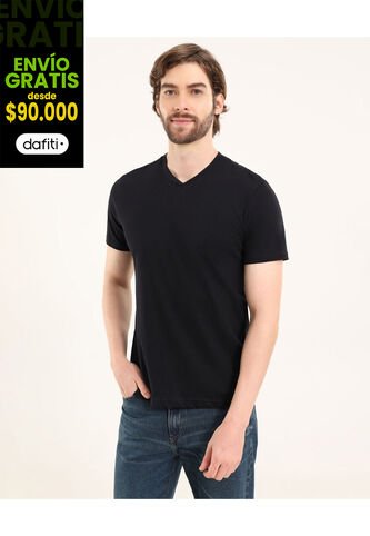 Camiseta Para Hombre Manga Corta Cuello V Color Negro Marca Ostu #60091683 Ostu